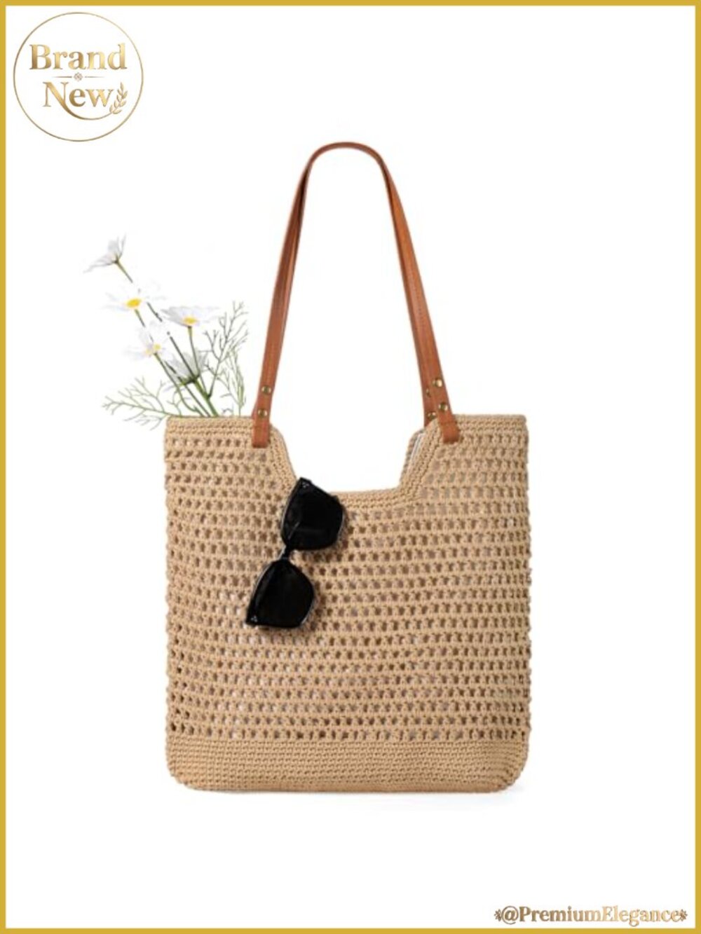 Crochet Beach Bag Woven Tote Summer Boho Shoulder Bag Vacation